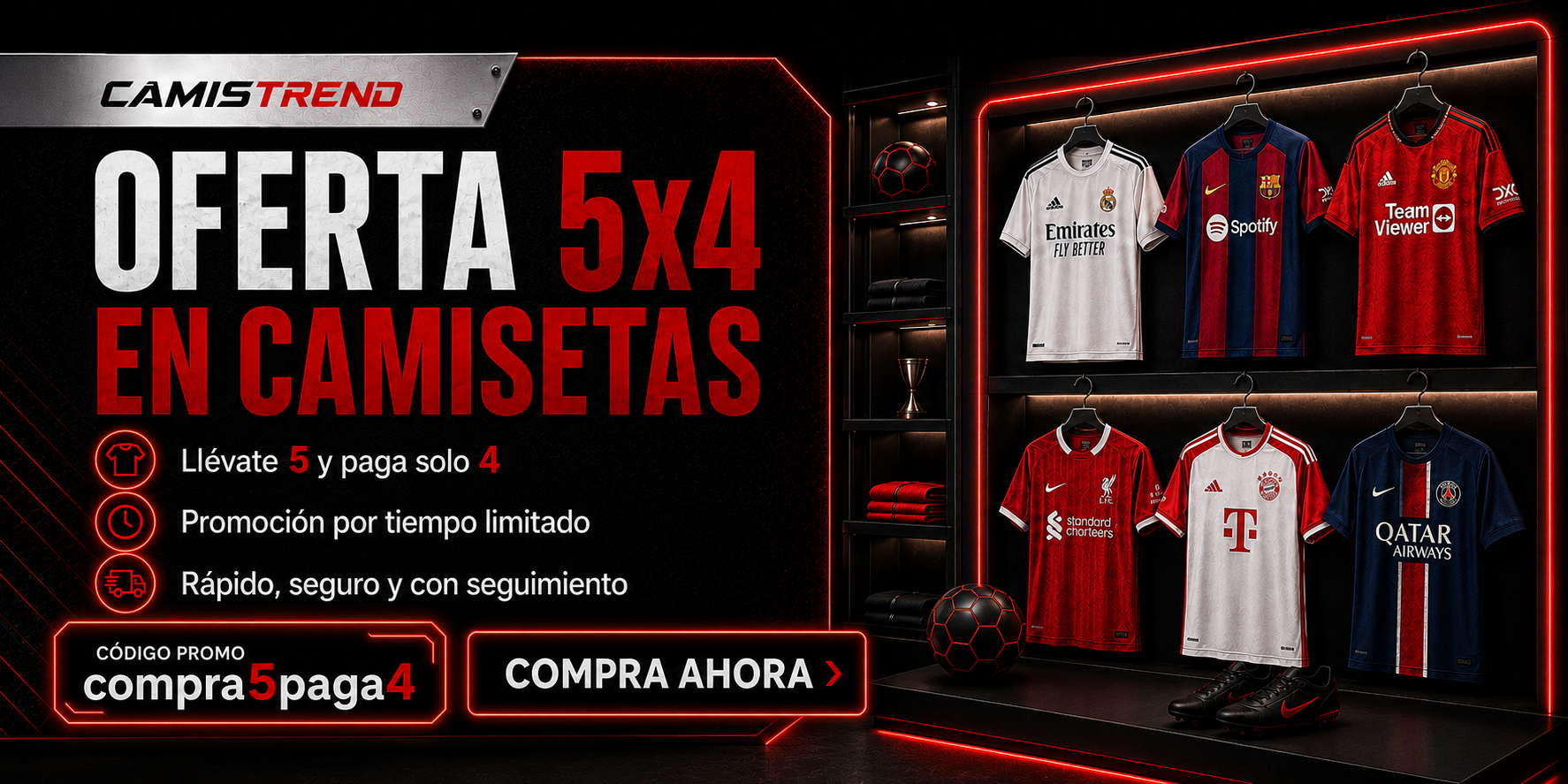 Oferta 5x4 en camisetas