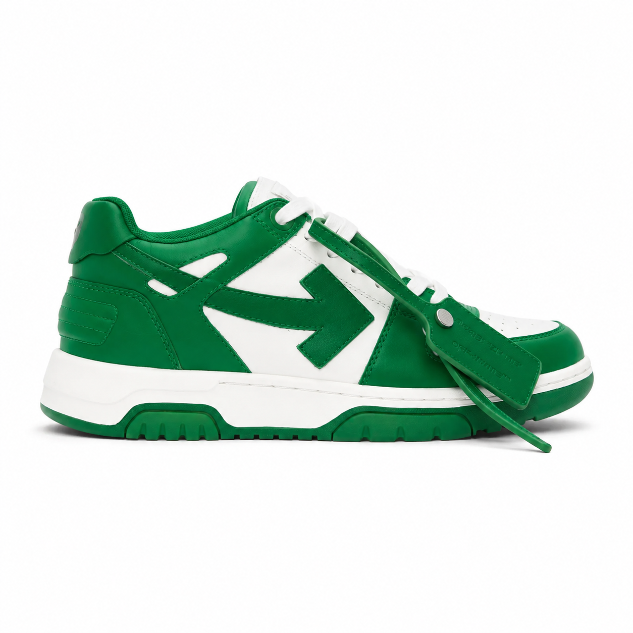 Off-White Out Of Office Green and White Leather