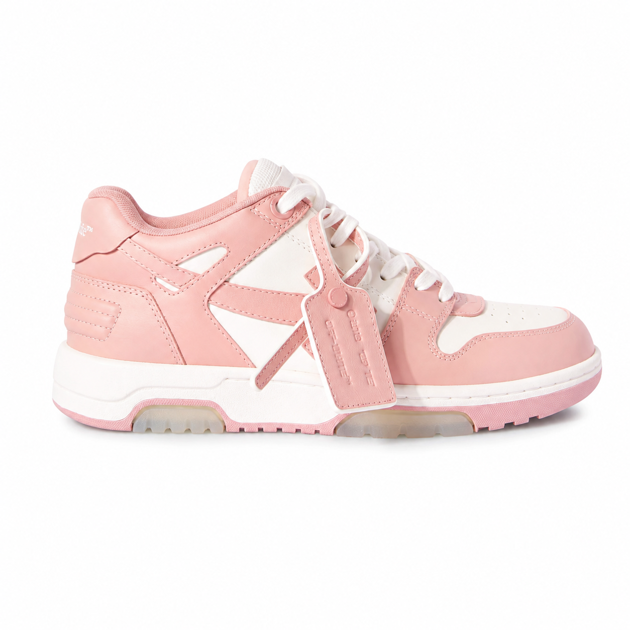 Off-White Out Of Office Leather Pink and White